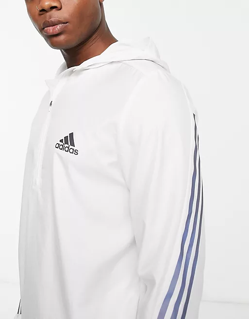 convenient travel gears - Adidas Running Run Icons 1/4 zip jacket in white